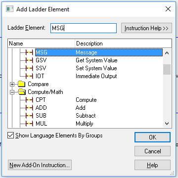 The first tip for getting faster as a PLC programmer in RSLogix 5000 is to use the Add Ladder Element box to add new instructions. It's much faster than using the Language Element Box on the top of the screen.