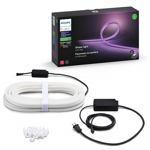 The Phillips Hue White & Color Ambiance Lightstrip for use as a television bias light.